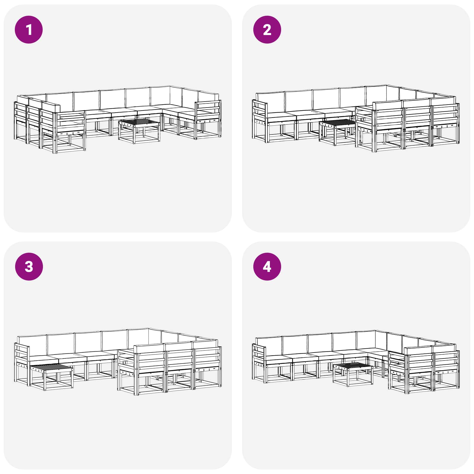 Outdoor-Sofagarnitur mit Kissen 11 pcs Natürlich und Hellgrau