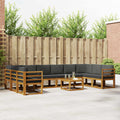 Outdoor-Sofagarnitur mit Kissen 11 pcs Natur und Anthrazit
