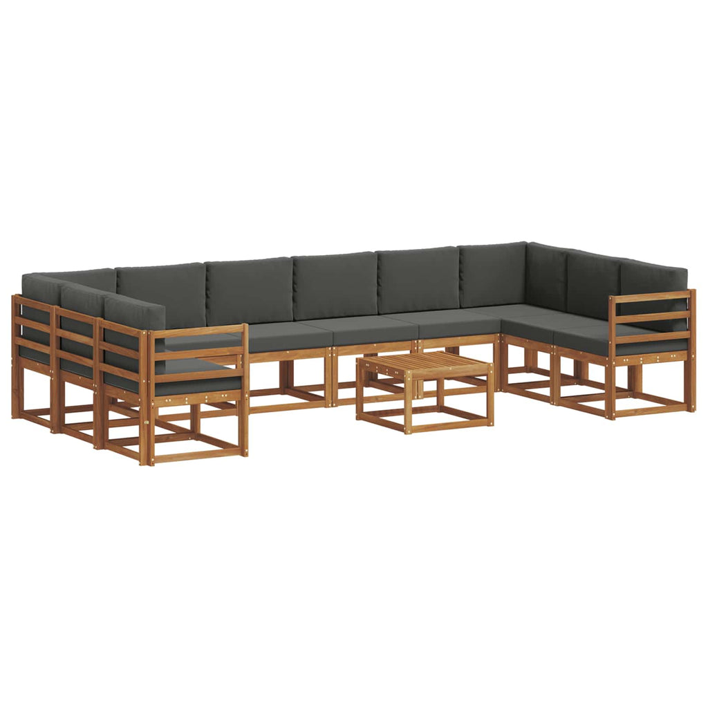 Outdoor-Sofagarnitur mit Kissen 11 pcs Natur und Anthrazit
