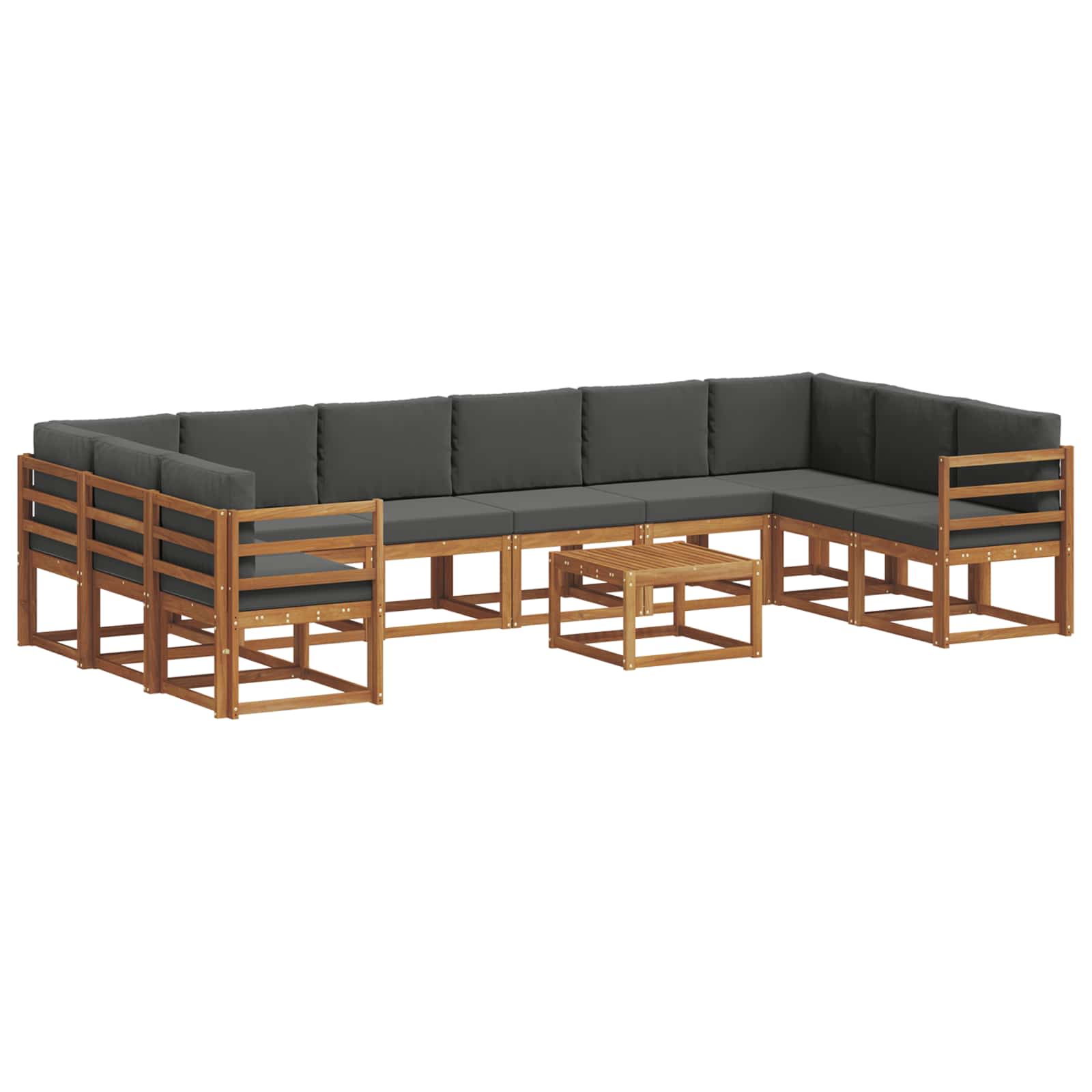Outdoor-Sofagarnitur mit Kissen 11 pcs Natur und Anthrazit