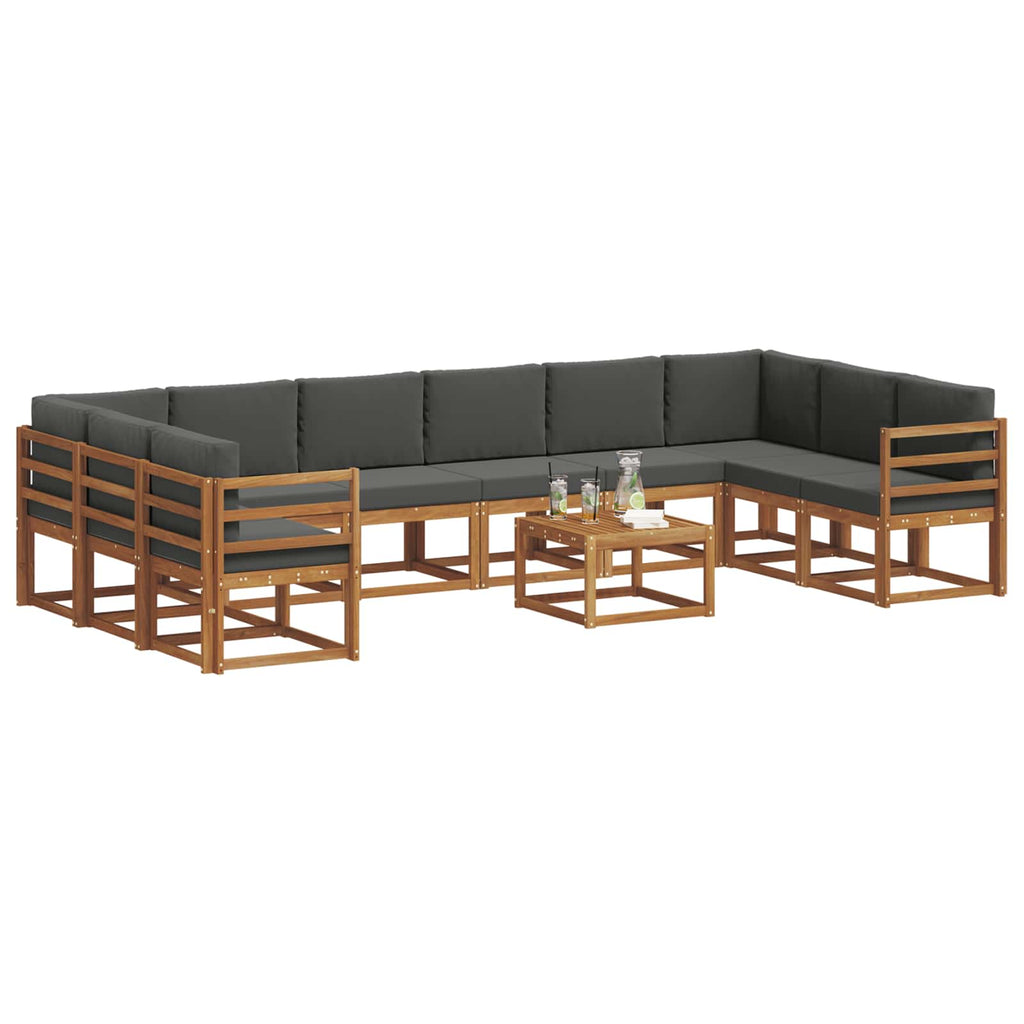 Outdoor-Sofagarnitur mit Kissen 11 pcs Natur und Anthrazit