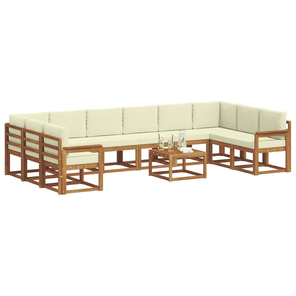 Outdoor-Sofagarnitur mit Kissen 11 pcs Natur und Creme