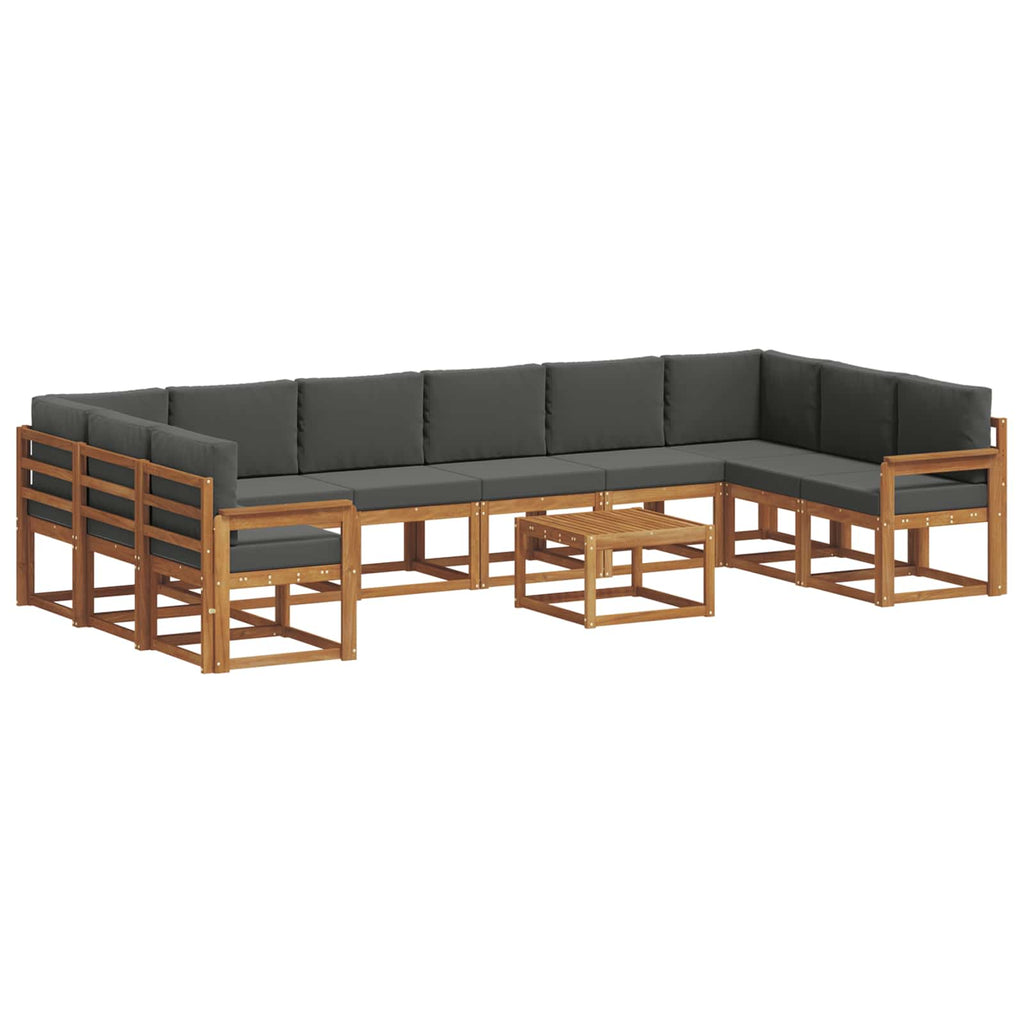 Outdoor-Sofagarnitur mit Kissen 11 pcs Natur und Anthrazit