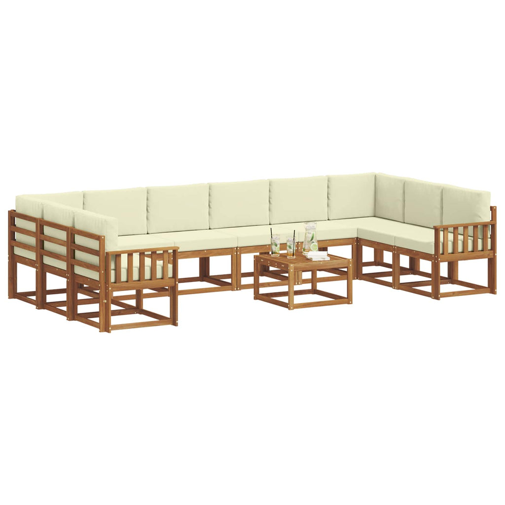 Outdoor-Sofagarnitur mit Kissen 11 pcs Natur und Creme