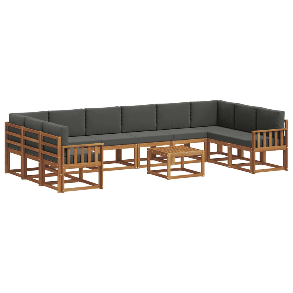 Outdoor-Sofagarnitur mit Kissen 11 pcs Natur und Anthrazit