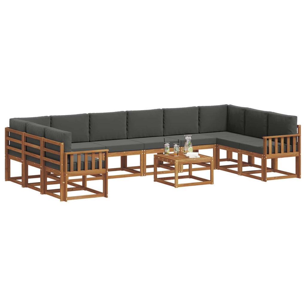 Outdoor-Sofagarnitur mit Kissen 11 pcs Natur und Anthrazit