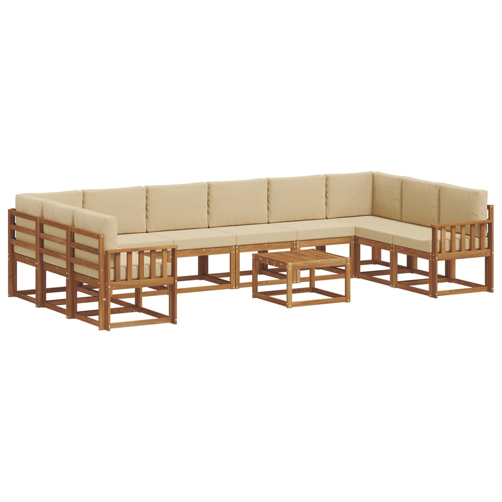 Outdoor-Sofagarnitur mit Kissen 11 pcs Natur und Beige