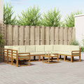 Outdoor-Sofagarnitur mit Kissen 11 pcs Natur und Creme