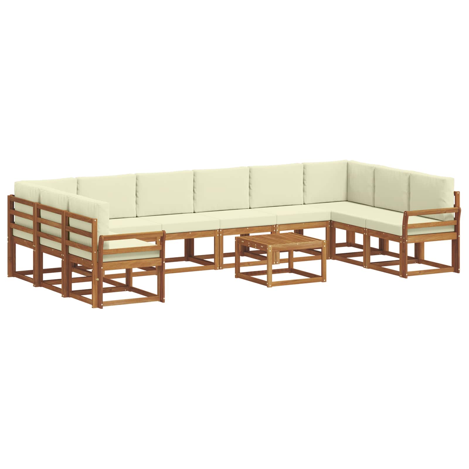 Outdoor-Sofagarnitur mit Kissen 11 pcs Natur und Creme