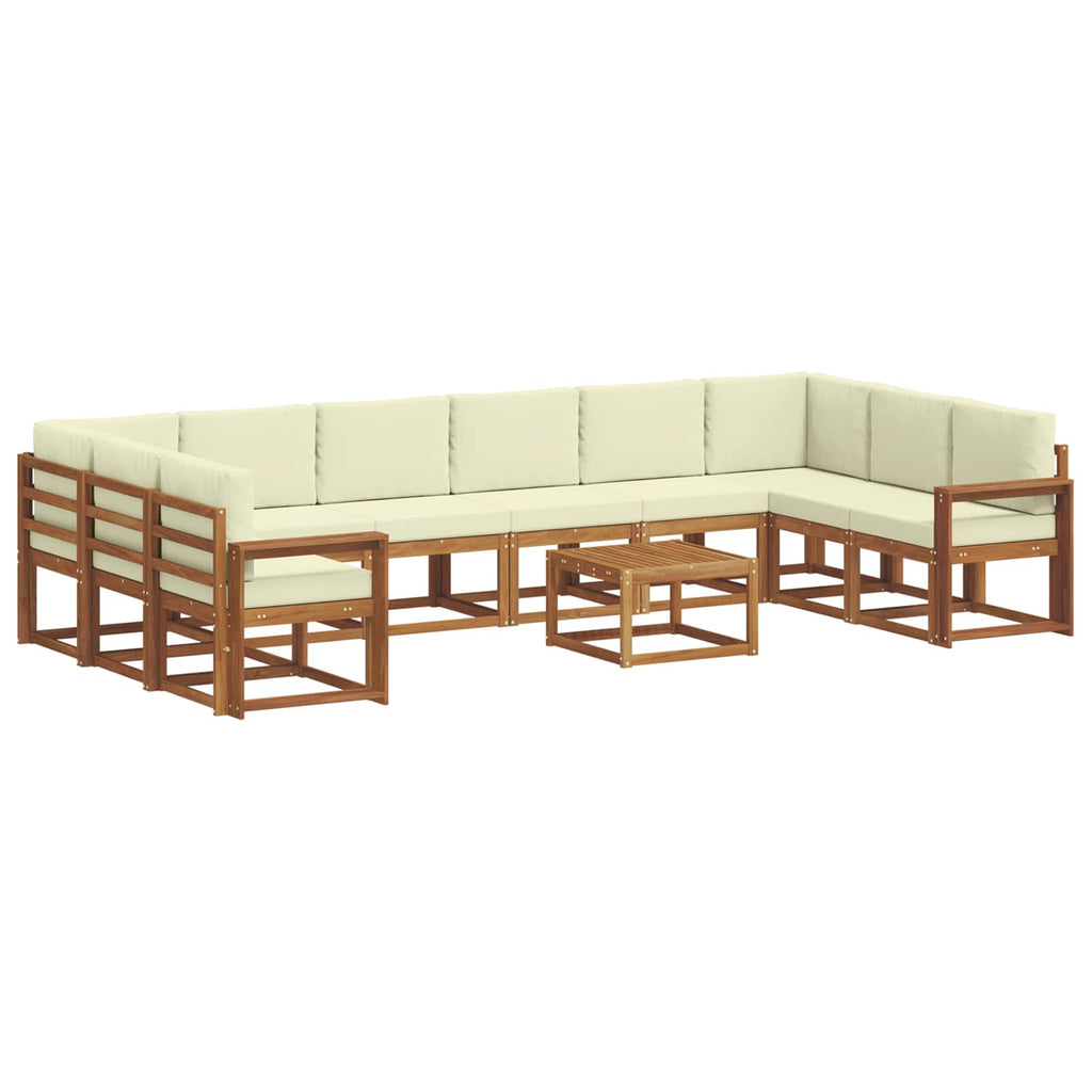 Outdoor-Sofagarnitur mit Kissen 11 pcs Natur und Creme