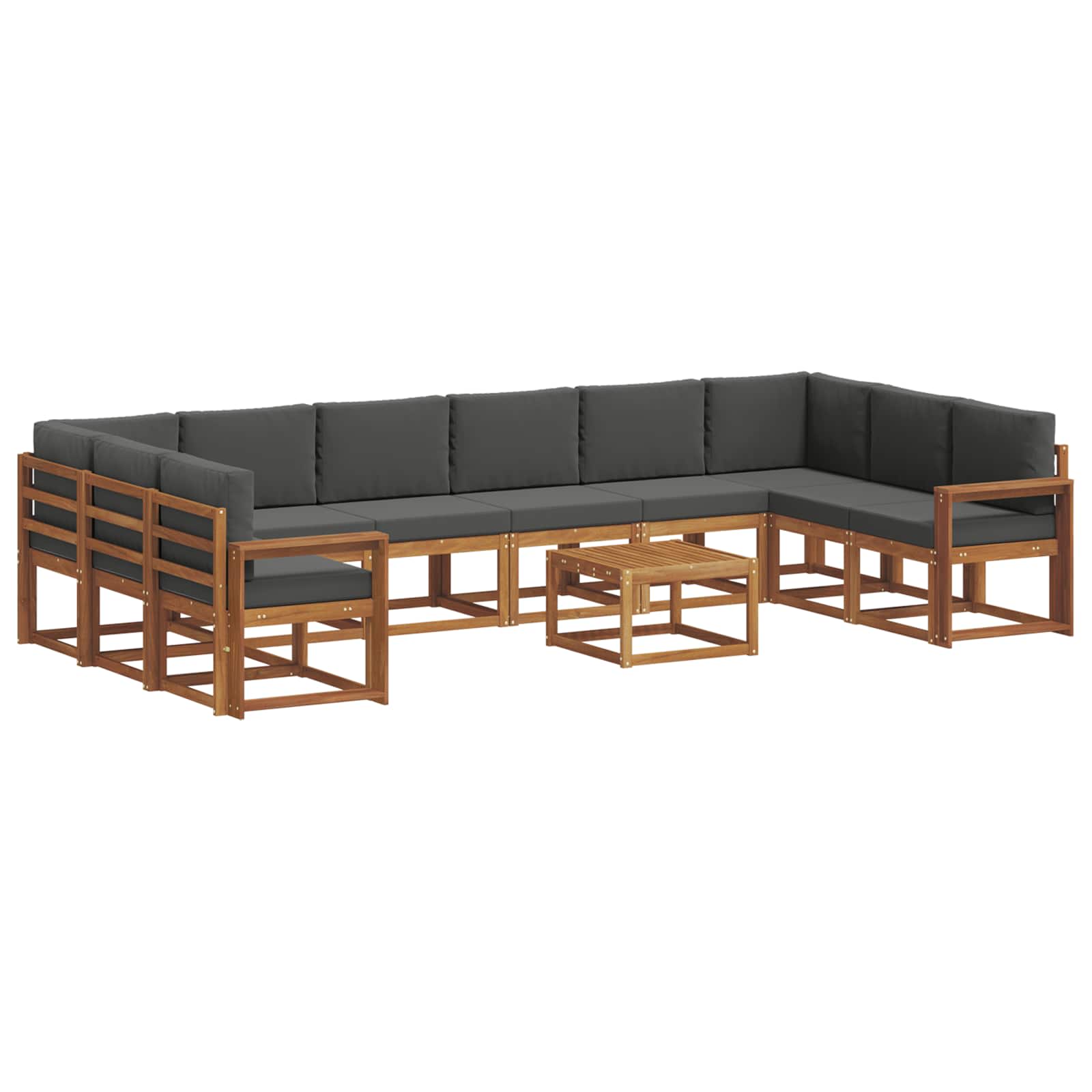 Outdoor-Sofagarnitur mit Kissen 11 pcs Natur und Anthrazit