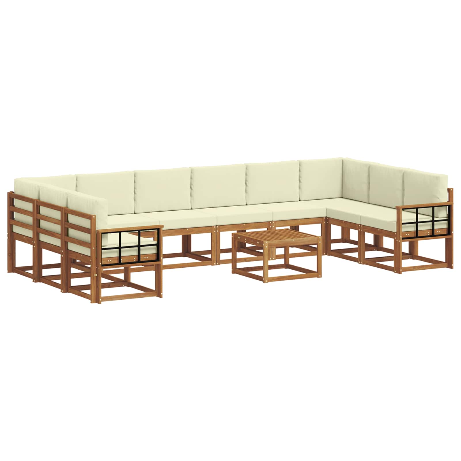 Outdoor-Sofagarnitur mit Kissen 11 pcs Natur und Creme