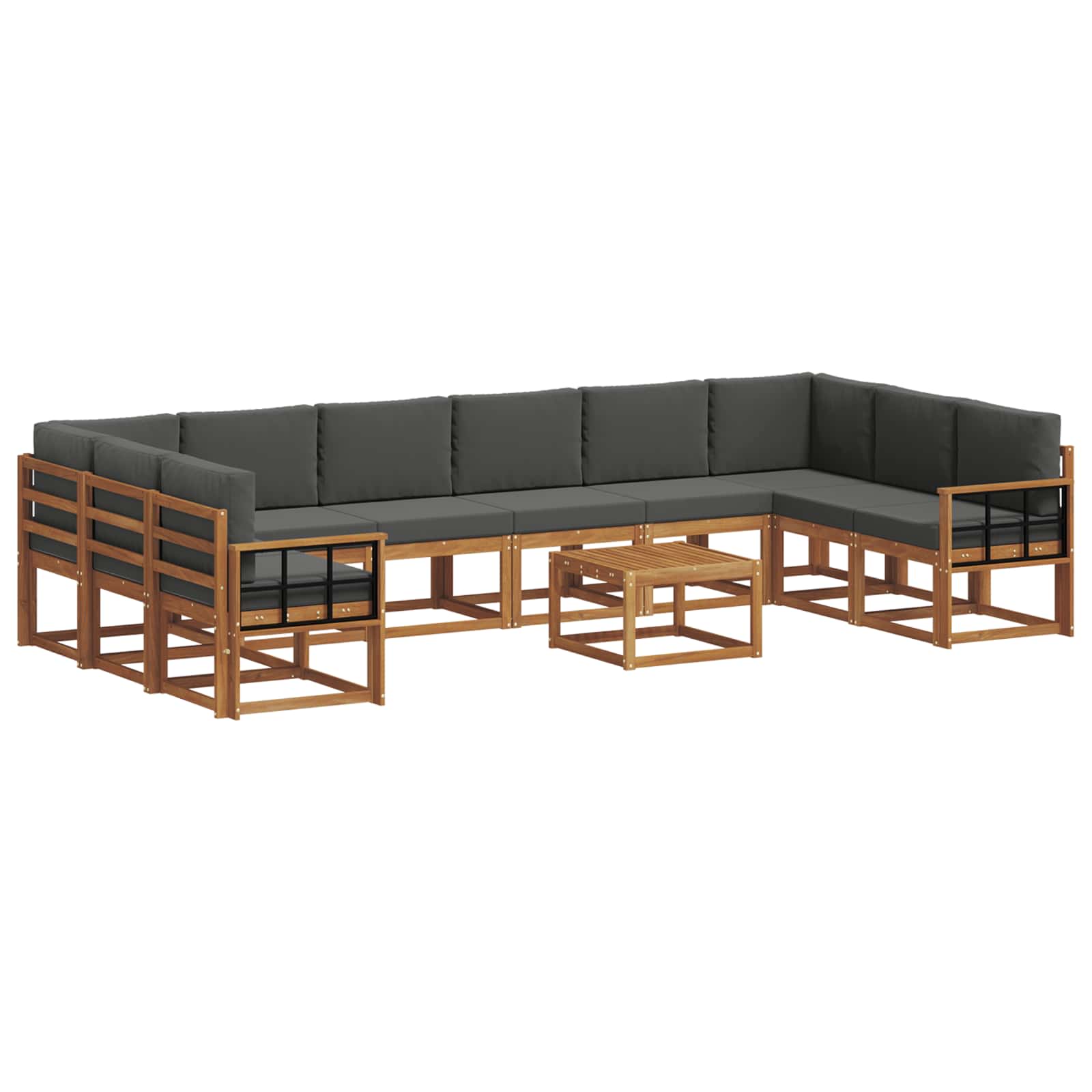 Outdoor-Sofagarnitur mit Kissen 11 pcs Natur und Anthrazit