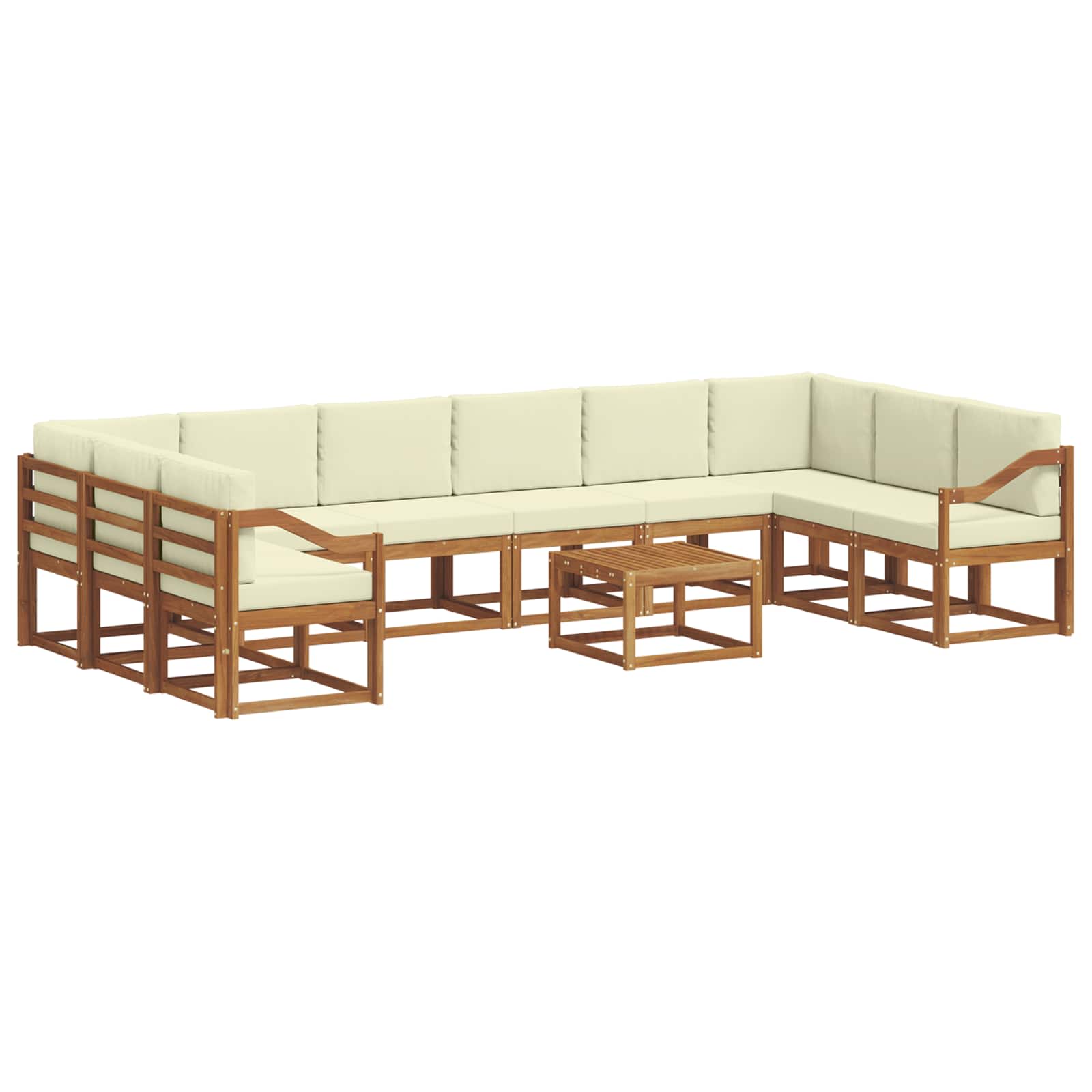 Outdoor-Sofagarnitur mit Kissen 11 pcs Natur und Creme