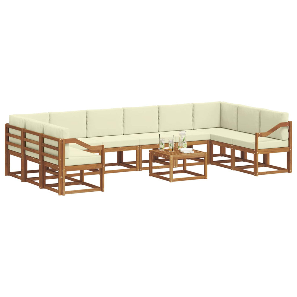 Outdoor-Sofagarnitur mit Kissen 11 pcs Natur und Creme