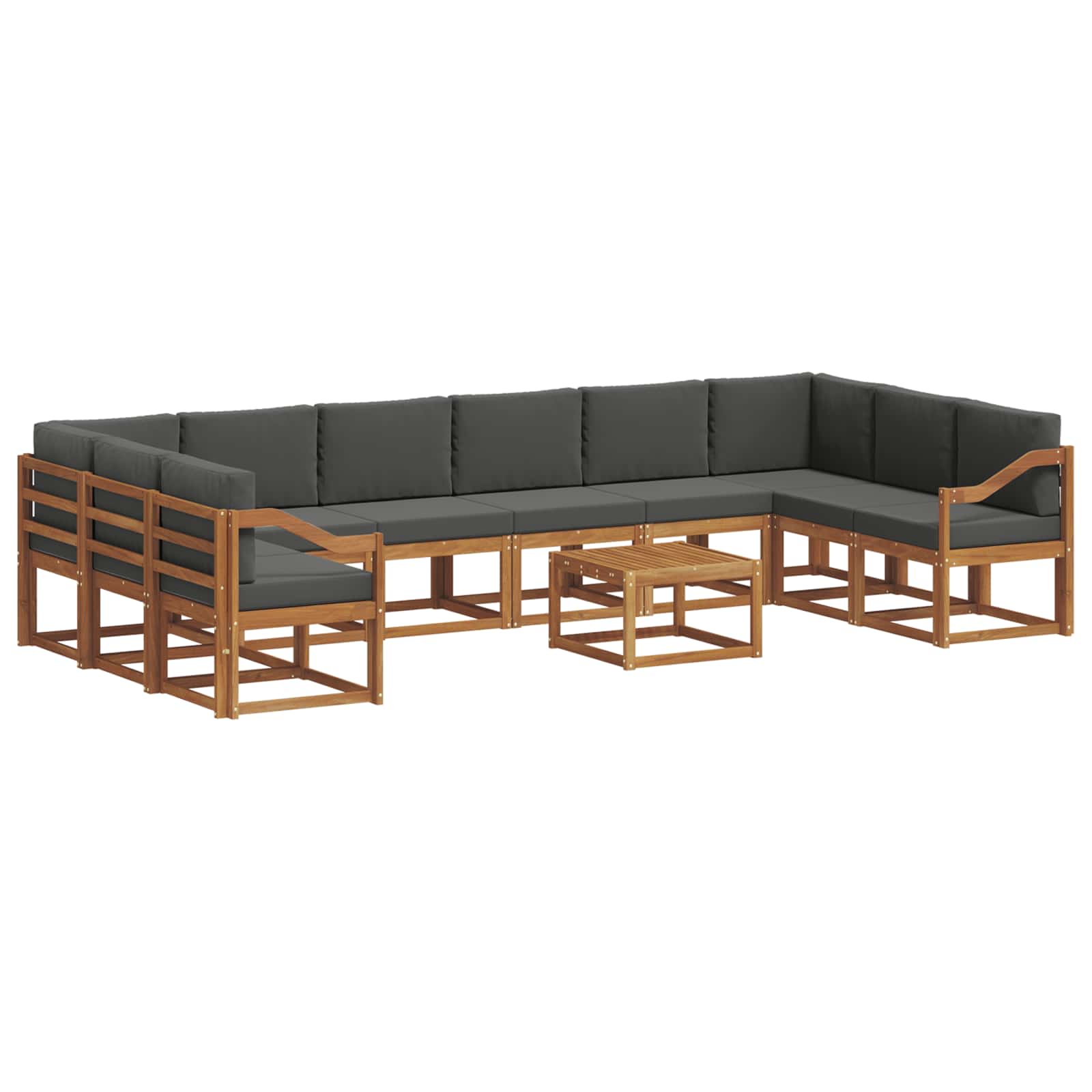 Outdoor-Sofagarnitur mit Kissen 11 pcs Natur und Anthrazit