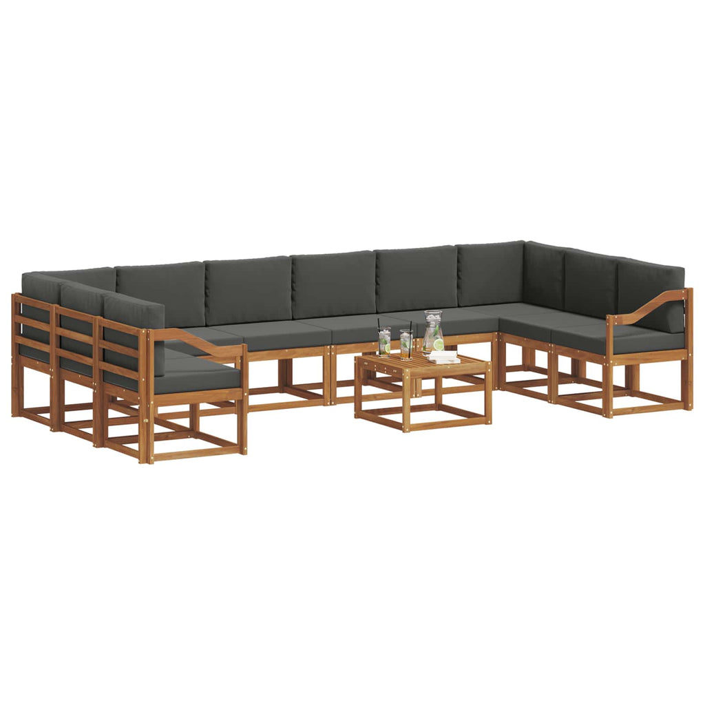 Outdoor-Sofagarnitur mit Kissen 11 pcs Natur und Anthrazit