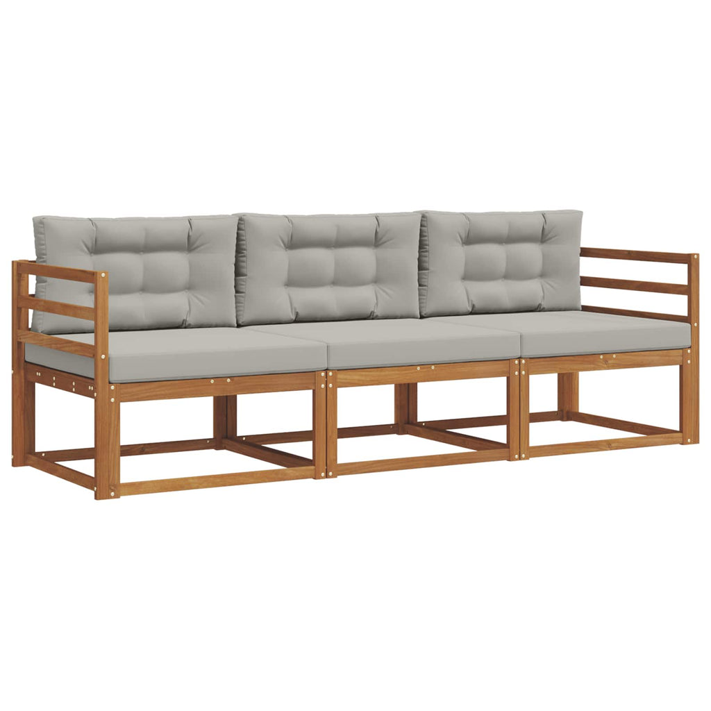 Outdoor-Sofagarnitur mit Kissen 3 pcs Natürlich und Hellgrau