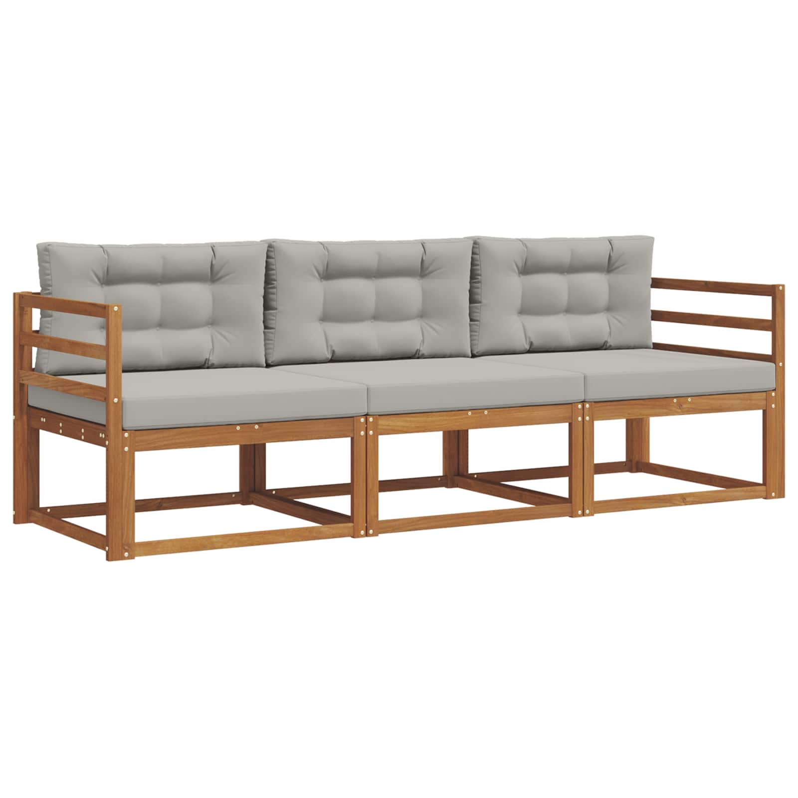 Outdoor-Sofagarnitur mit Kissen 3 pcs Natürlich und Hellgrau
