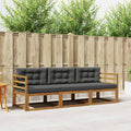 Outdoor-Sofagarnitur mit Kissen 3 pcs Natur und Anthrazit