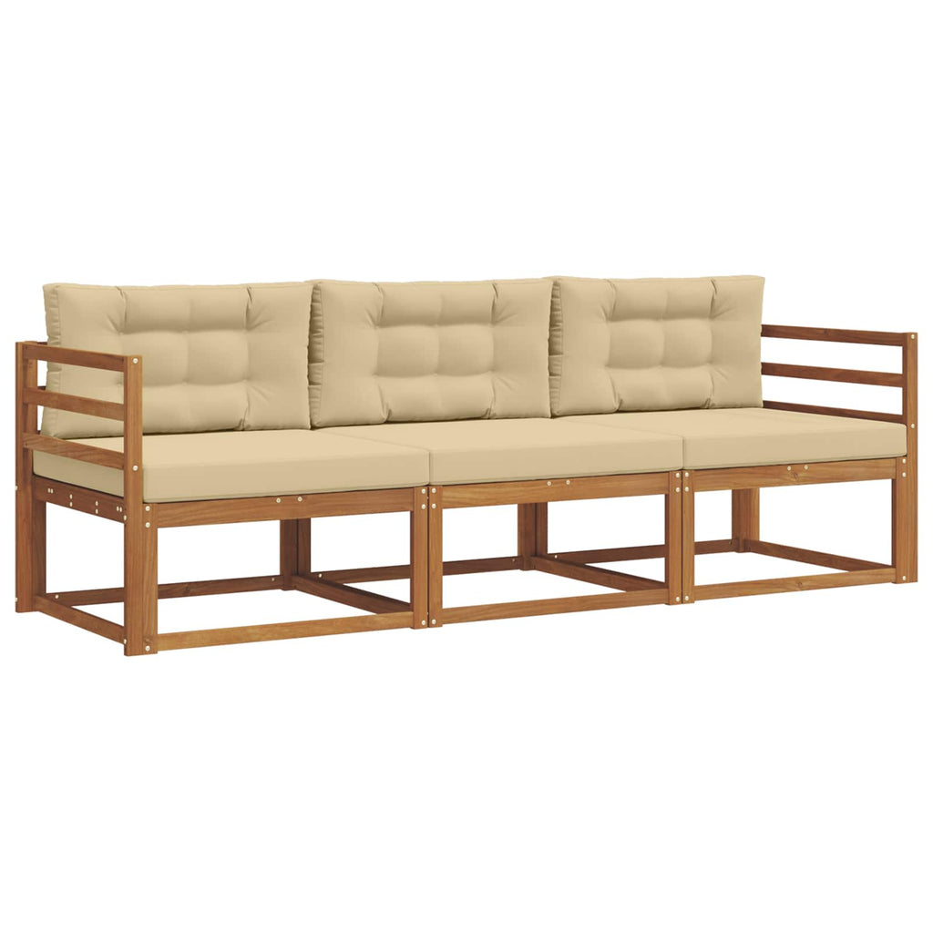 Outdoor-Sofagarnitur mit Kissen 3 pcs Natur und Beige