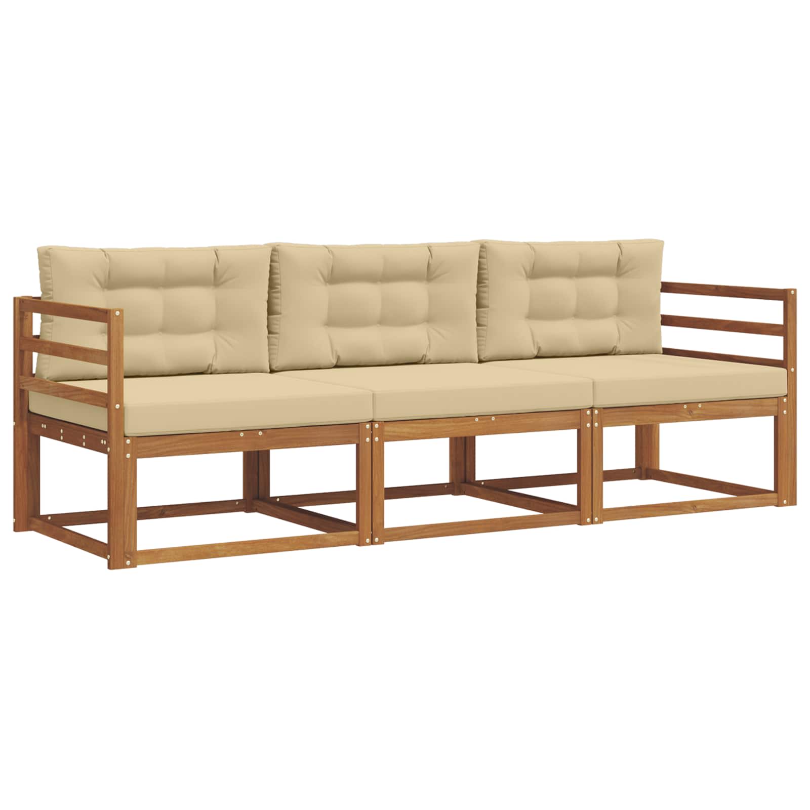 Outdoor-Sofagarnitur mit Kissen 3 pcs Natur und Beige