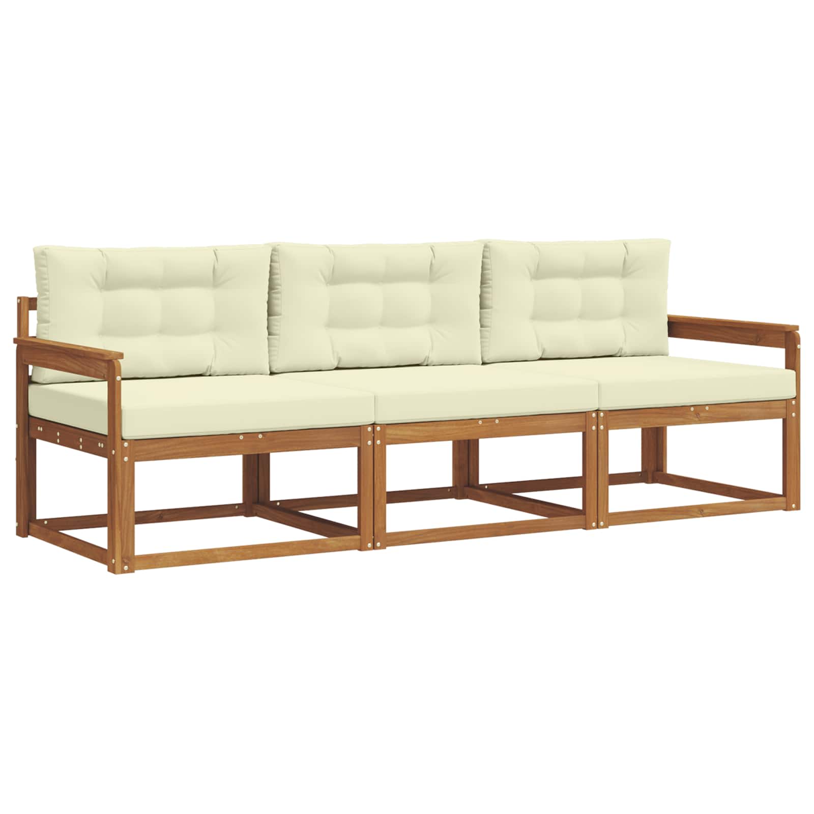Outdoor-Sofagarnitur mit Kissen 3 pcs Natur und Creme