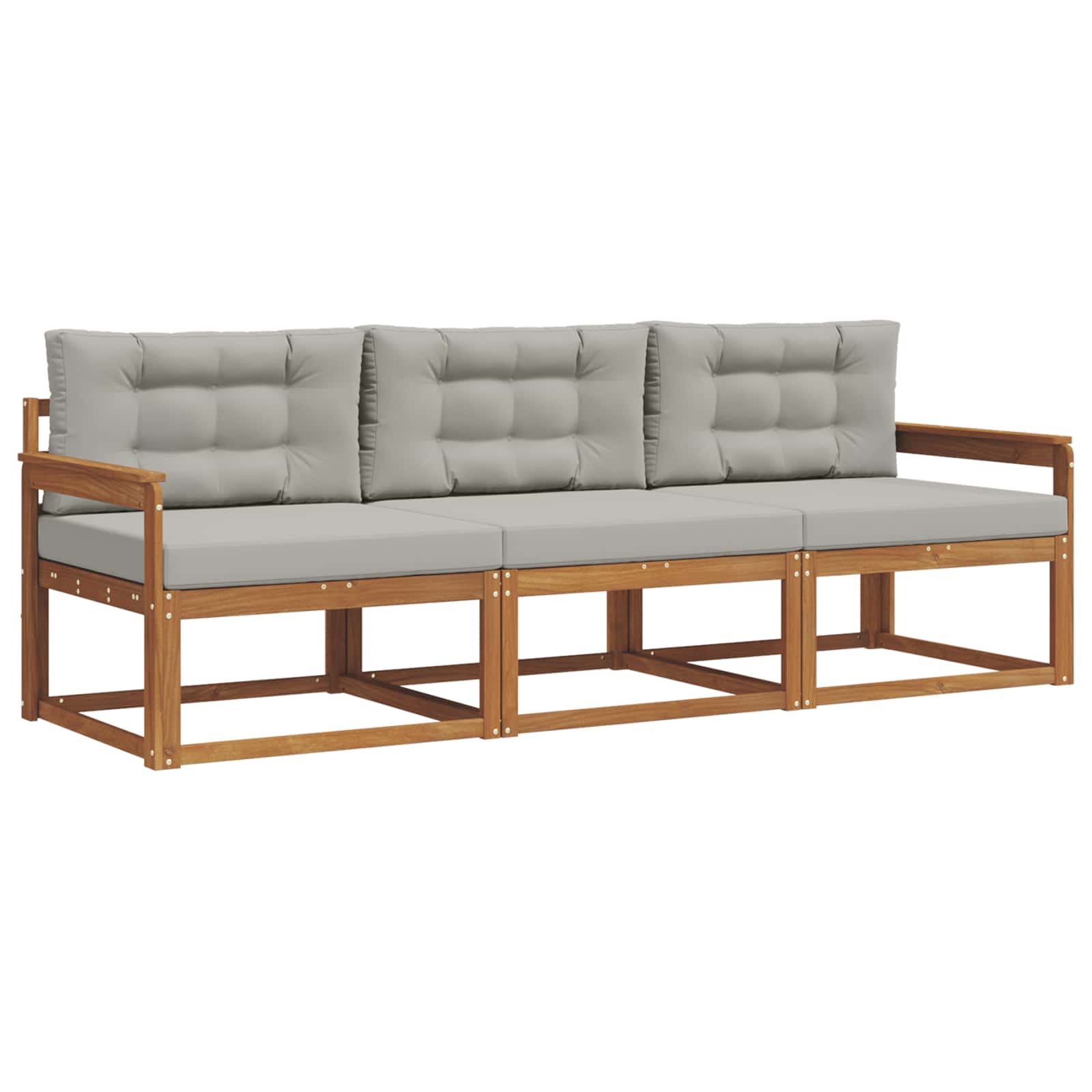 Outdoor-Sofagarnitur mit Kissen 3 pcs Natürlich und Hellgrau