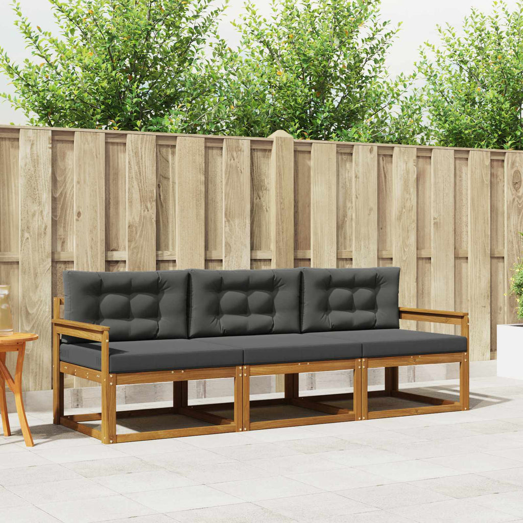 Outdoor-Sofagarnitur mit Kissen 3 pcs Natur und Anthrazit