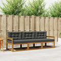 Outdoor-Sofagarnitur mit Kissen 3 pcs Natur und Anthrazit