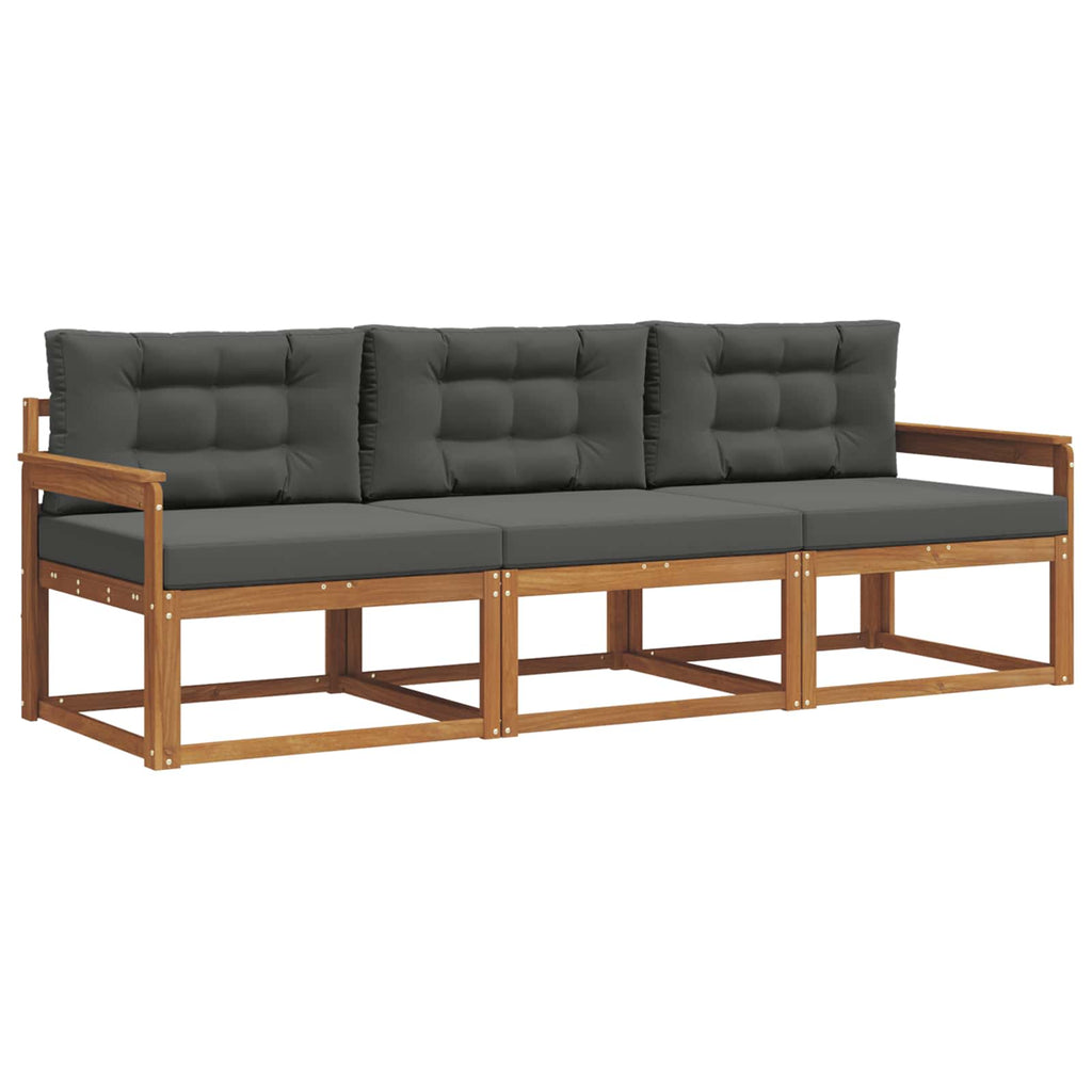 Outdoor-Sofagarnitur mit Kissen 3 pcs Natur und Anthrazit