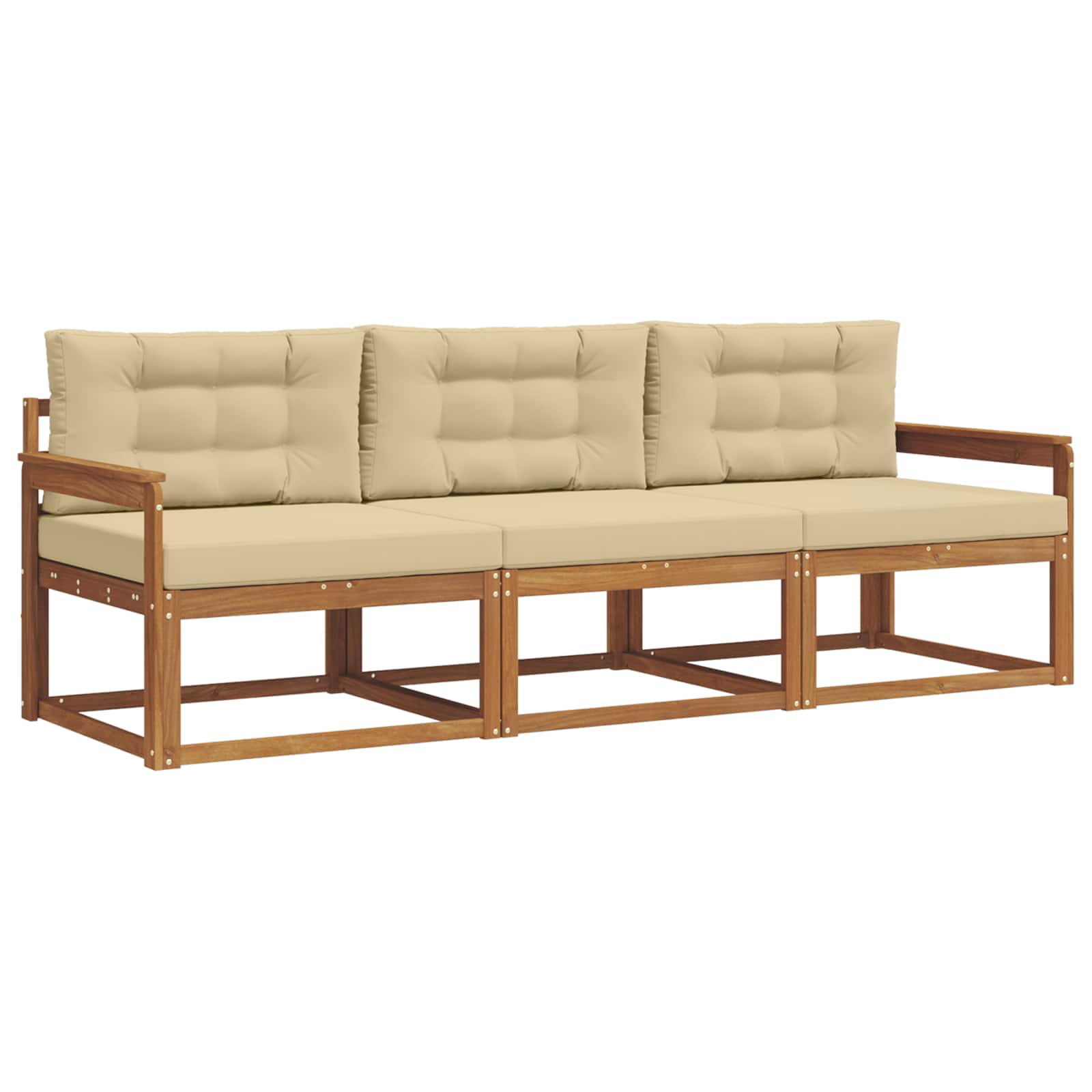 Outdoor-Sofagarnitur mit Kissen 3 pcs Natur und Beige