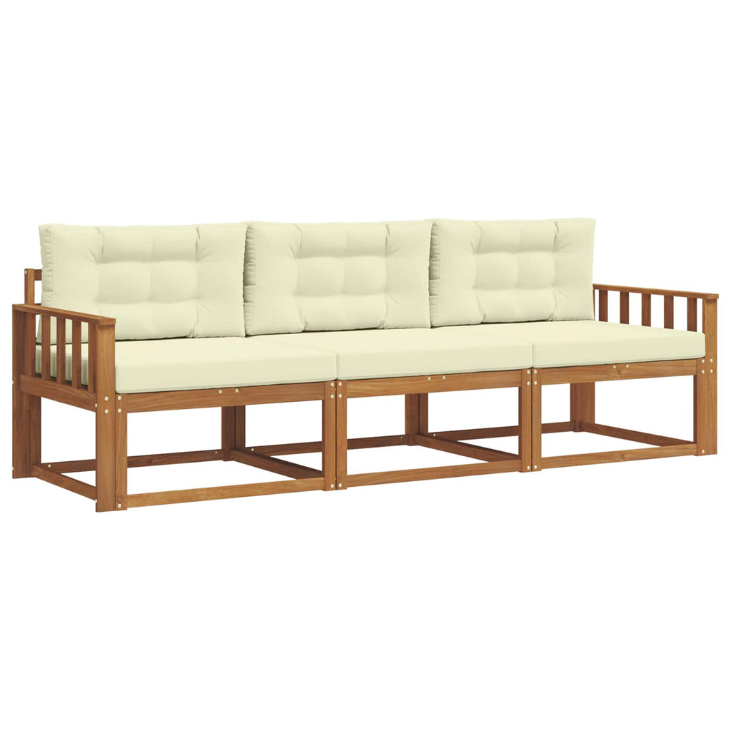 Outdoor-Sofagarnitur mit Kissen 3 pcs Natur und Creme