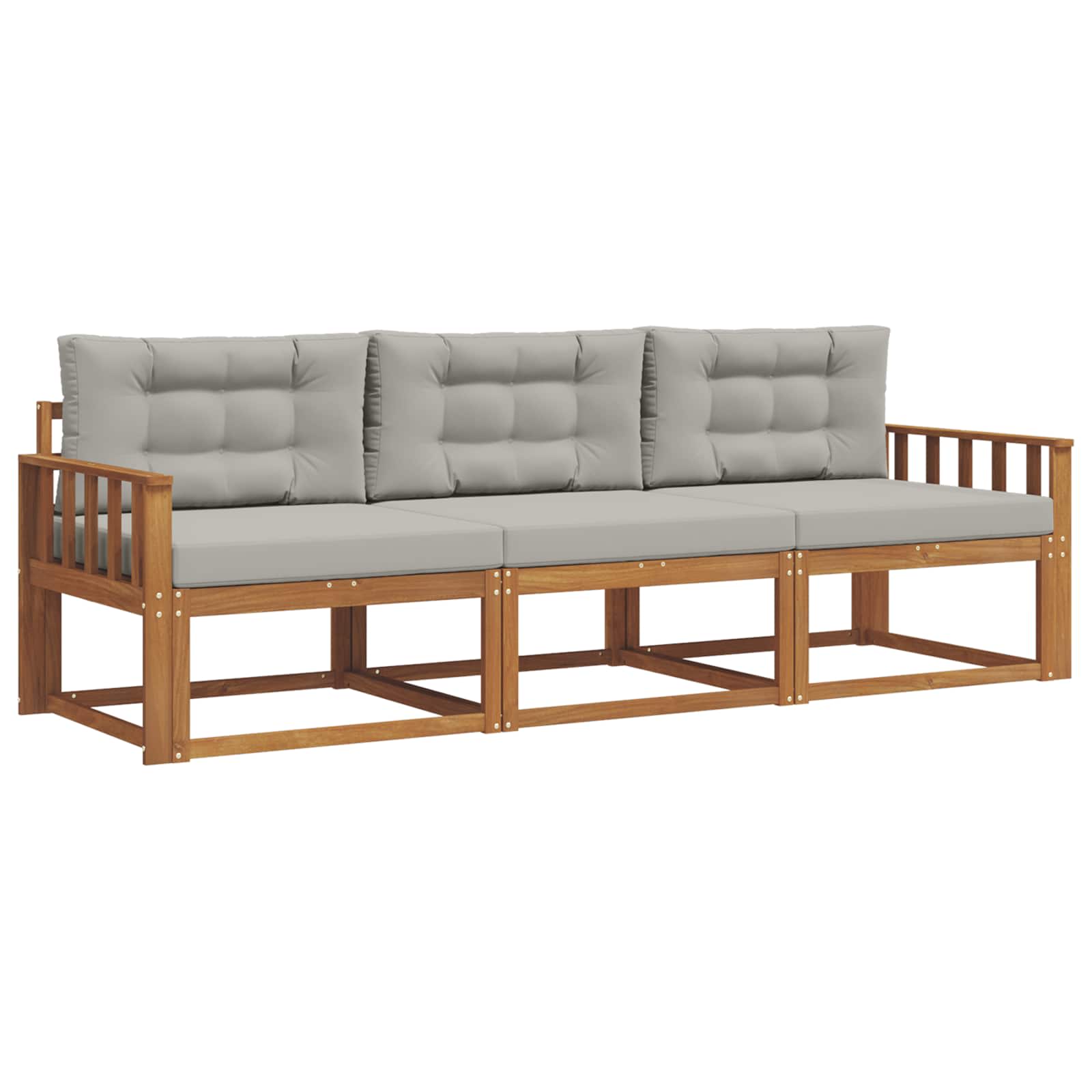 Outdoor-Sofagarnitur mit Kissen 3 pcs Natürlich und Hellgrau