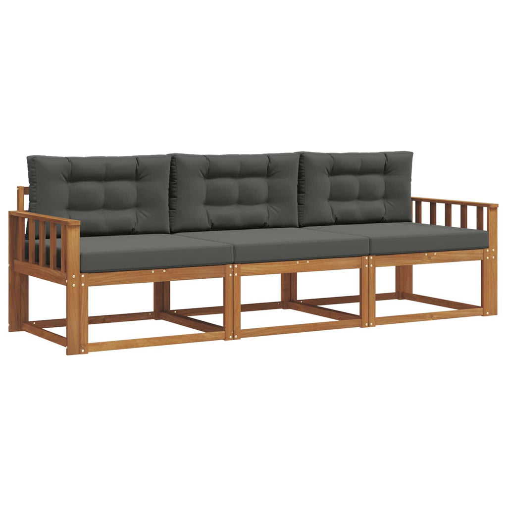 Outdoor-Sofagarnitur mit Kissen 3 pcs Natur und Anthrazit