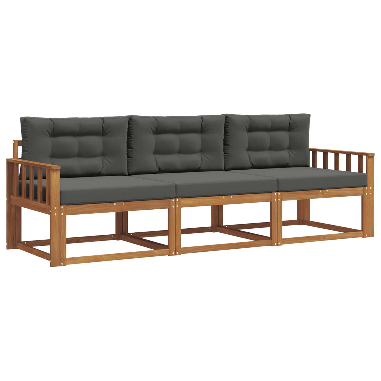 Outdoor-Sofagarnitur mit Kissen 3 pcs Natur und Anthrazit