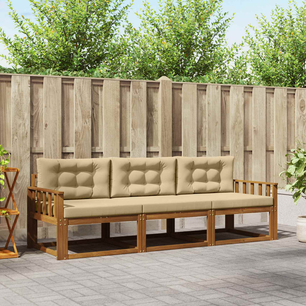 Outdoor-Sofagarnitur mit Kissen 3 pcs Natur und Beige