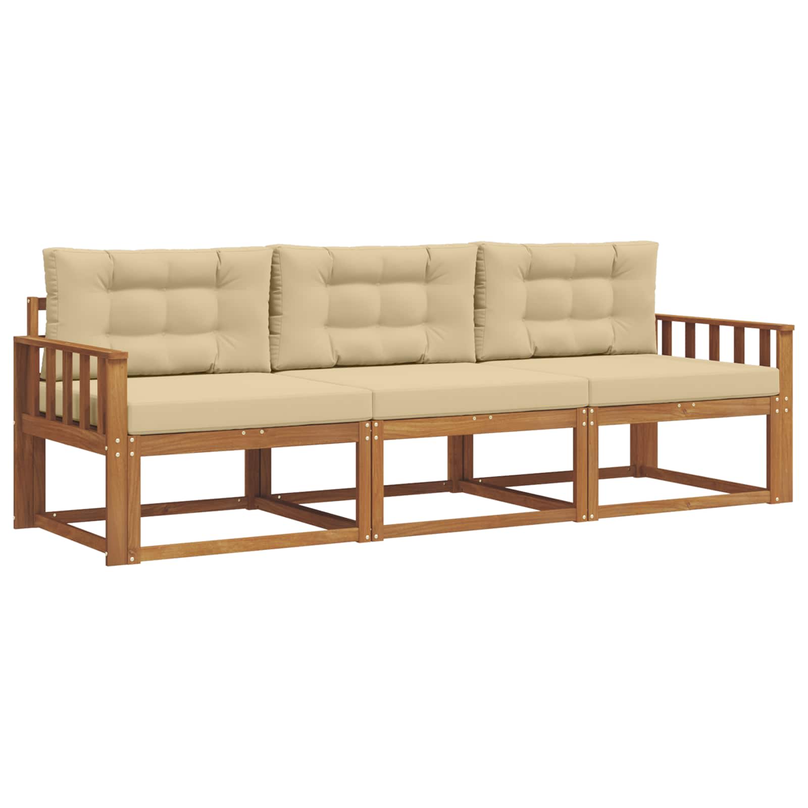 Outdoor-Sofagarnitur mit Kissen 3 pcs Natur und Beige