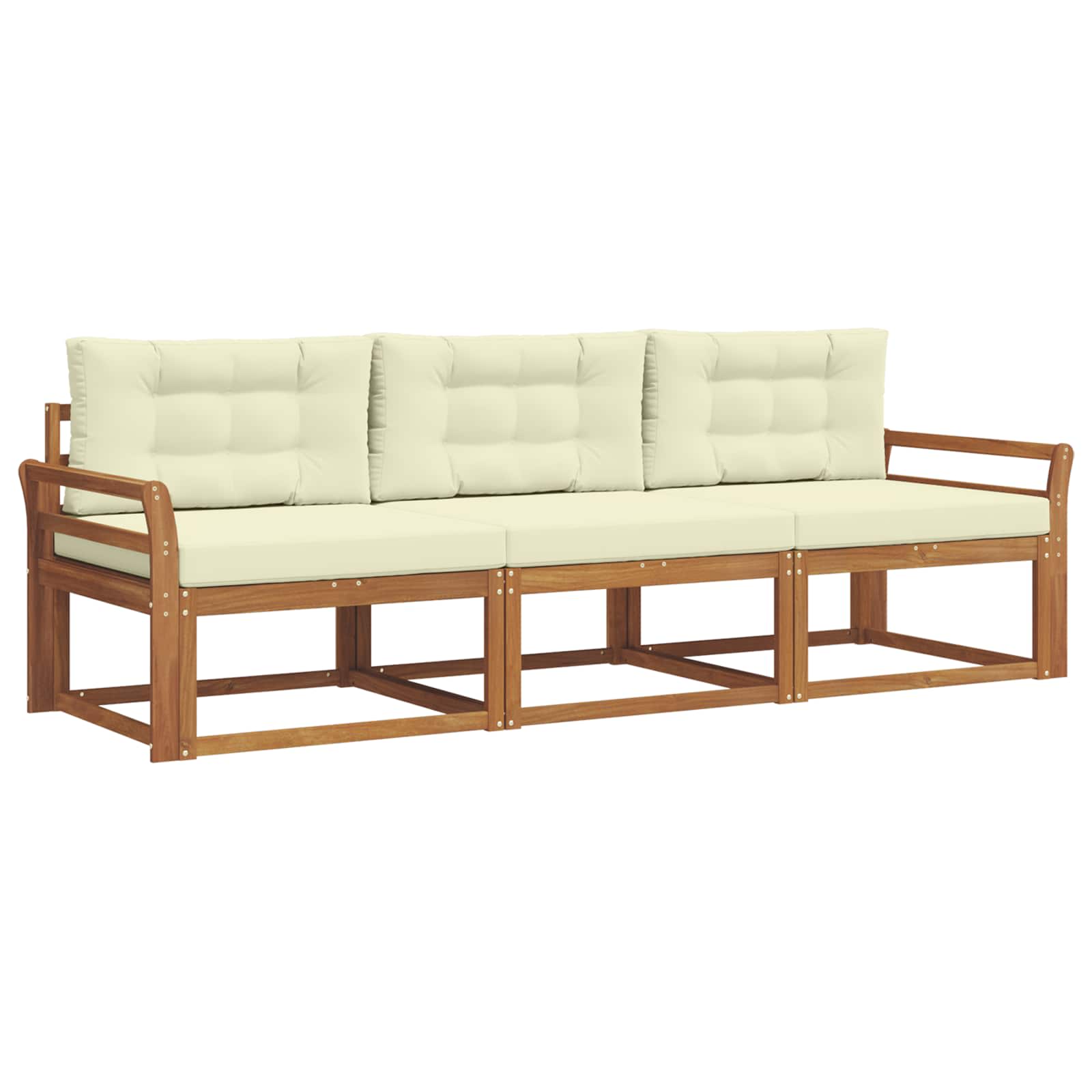 Outdoor-Sofagarnitur mit Kissen 3 pcs Natur und Creme