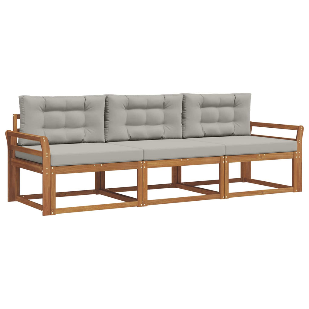 Outdoor-Sofagarnitur mit Kissen 3 pcs Natürlich und Hellgrau