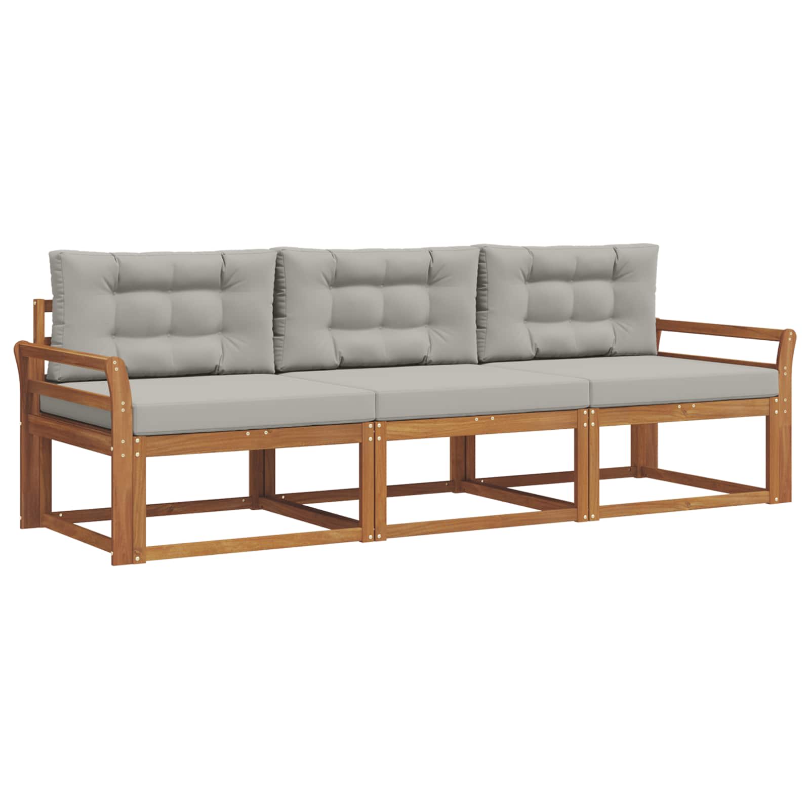 Outdoor-Sofagarnitur mit Kissen 3 pcs Natürlich und Hellgrau