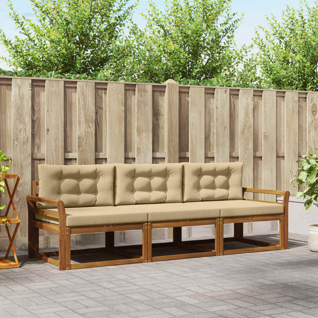 Outdoor-Sofagarnitur mit Kissen 3 pcs Natur und Beige