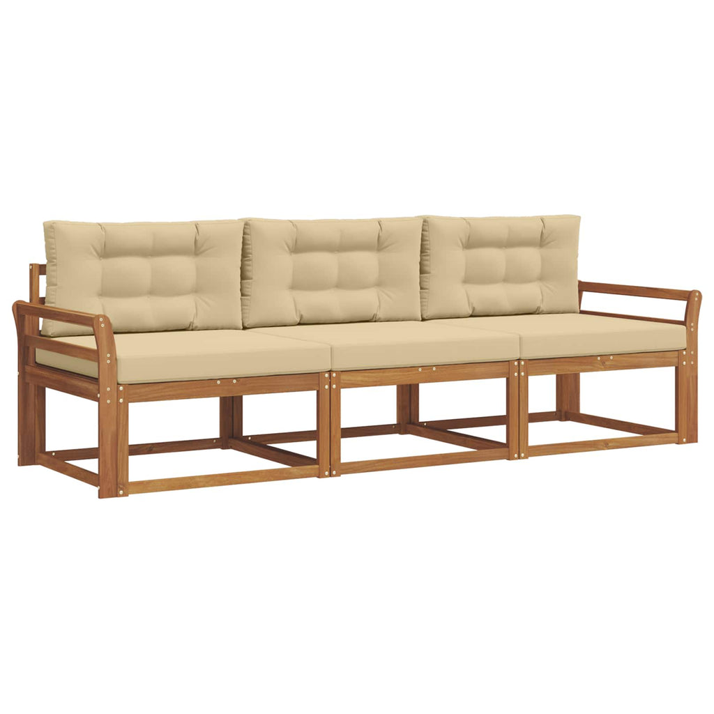 Outdoor-Sofagarnitur mit Kissen 3 pcs Natur und Beige