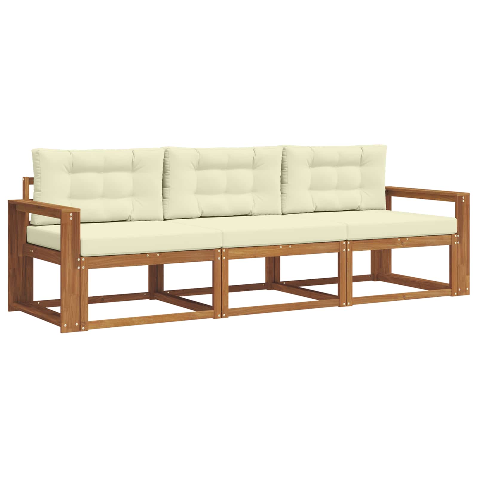 Outdoor-Sofagarnitur mit Kissen 3 pcs Natur und Creme