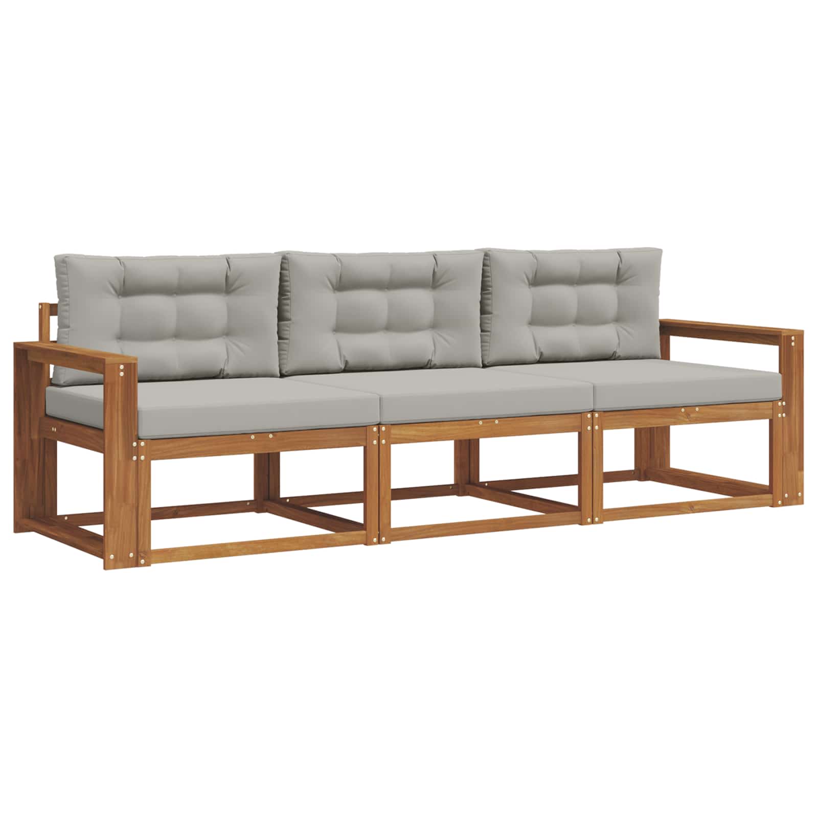 Outdoor-Sofagarnitur mit Kissen 3 pcs Natürlich und Hellgrau