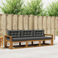 Outdoor-Sofagarnitur mit Kissen 3 pcs Natur und Anthrazit