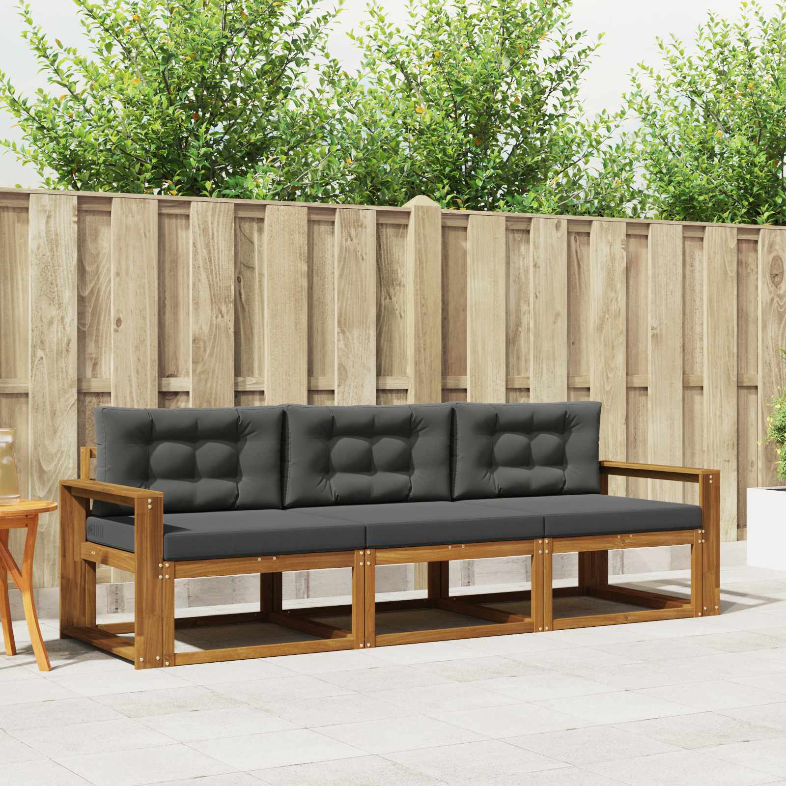 Outdoor-Sofagarnitur mit Kissen 3 pcs Natur und Anthrazit