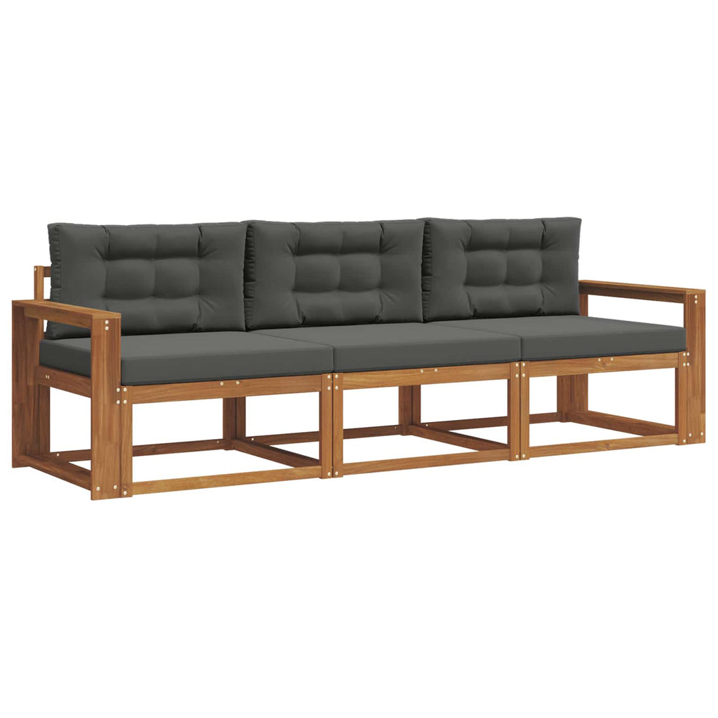 Outdoor-Sofagarnitur mit Kissen 3 pcs Natur und Anthrazit