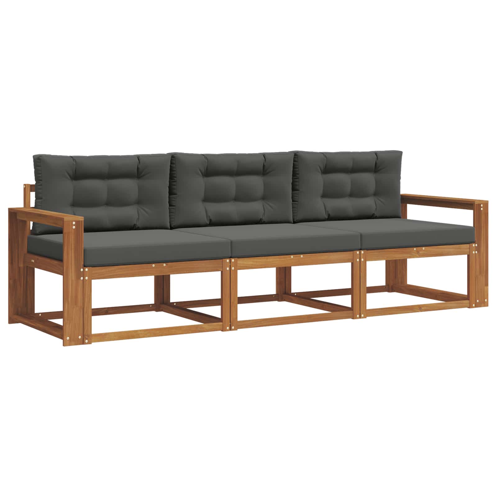 Outdoor-Sofagarnitur mit Kissen 3 pcs Natur und Anthrazit