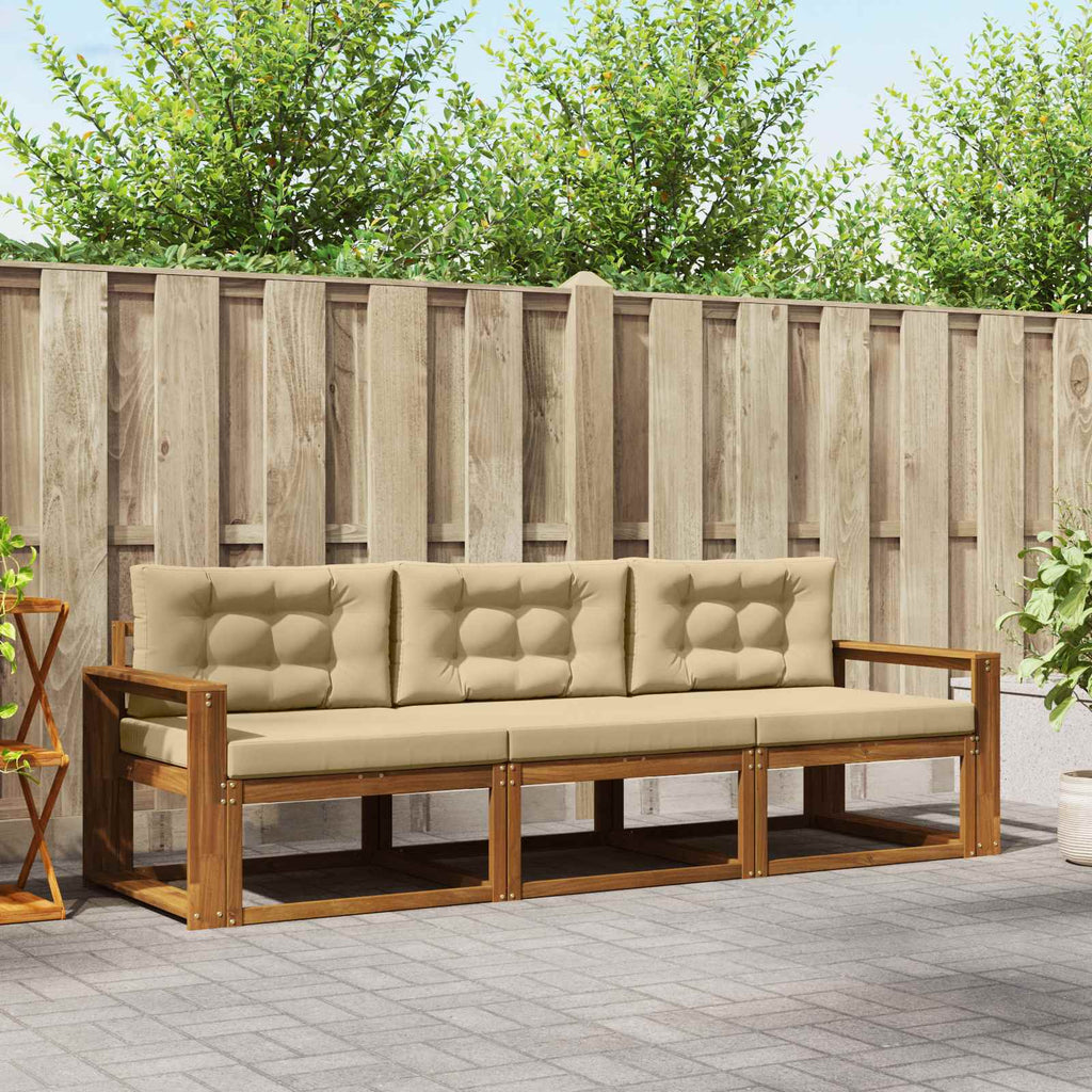 Outdoor-Sofagarnitur mit Kissen 3 pcs Natur und Beige